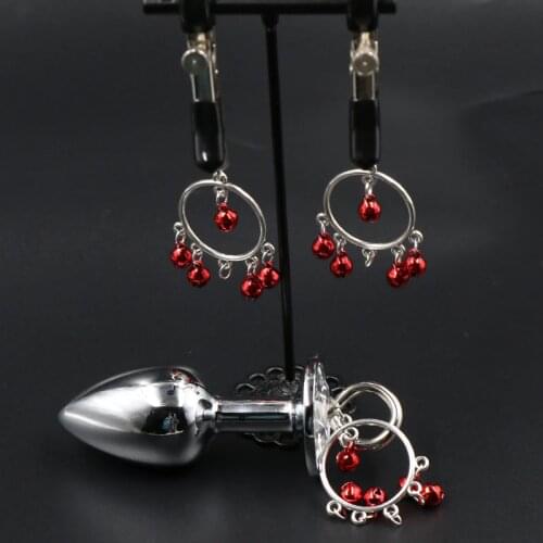 Stainless Bell Anal Plug And Red Bell Nipple Clamp Sex Toys For Man/Woman Adults Games Anal Nipple Stimulation Buttplug Massager