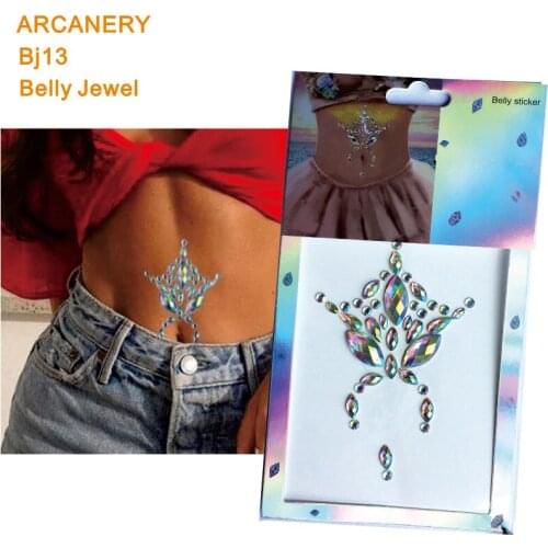 BJ13 1 Piece Resin Belly Jewelry Rhinestone Body Jewelry Sticker Best for Festival Clothing body Art Tattoo Sticker