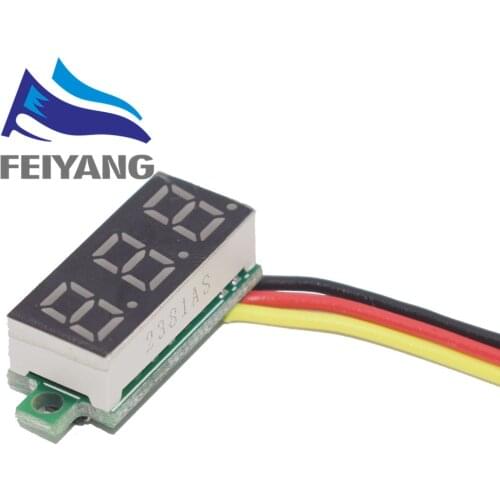 0.28 Inch 2.5V-40V Mini Digital Voltmeter Voltage Tester Meter RED/BLUE/YELLOW/GREEN LED Screen 30*10*8mm
