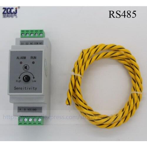 35mm Din liquid leakage detector with 1m sensor wire water switch output Flooding alarmor alertor with relay output and RS485