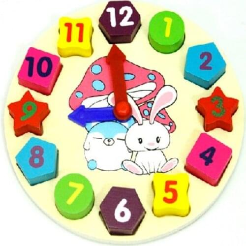 D727 Childrens cartoon toy bell shape matching The rabbit alarm clock Wooden toys Educational development enlightenment for