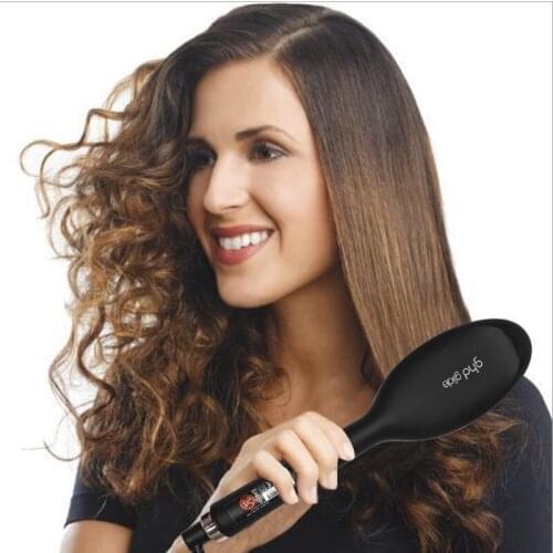 Electric Straightener Hot Comb Multi-Functional Airbag Massage Tourmaline Ceramic Hair Curler Brush EU Plug