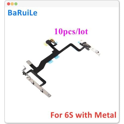BaRuiLe 10pcs Power Button Flex Cable for iPhone 6S 4.7'' Volume Control Mute Silent Switch Key Flash Ribbon Metal Bracket Parts