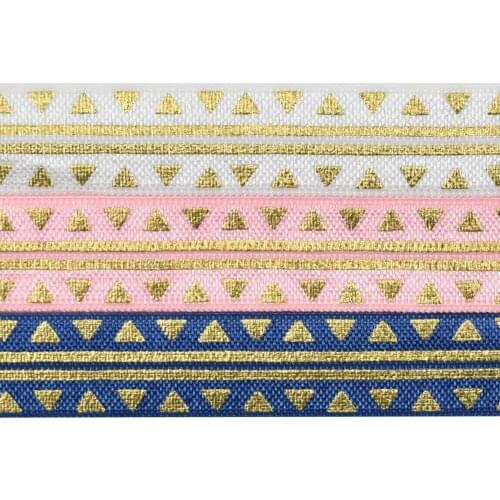 HSDELASTIC Foe 5/8 inch Heat transfer printed triangle Series on fold over elastic 50Yards/Roll