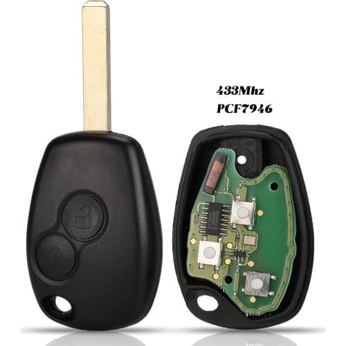 Jingyuqin Remote Car Key For Renault Duster Modus Clio Twingo Dacia Logan Sandero With 433/434Mhz Chip PCF7946 & Uncut VA2 Blade