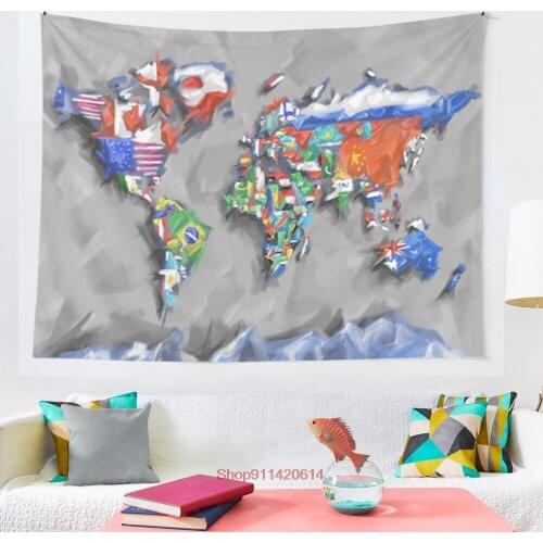 World map flags 3 tapestry Psychedelic Colorful Wall Hanging Tapestries Dorm Wall Art Yoga Mat