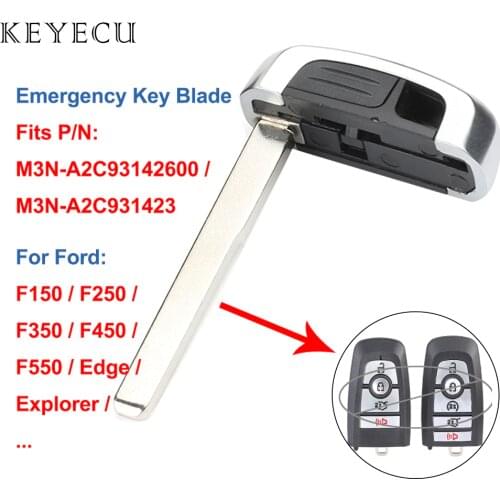 Keyecu Uncut Insert Emergency Key Blade for Ford F150 F250 F350 F450 Edge Fusion Explorer Mustang 2017 2018, M3N-A2C93142600