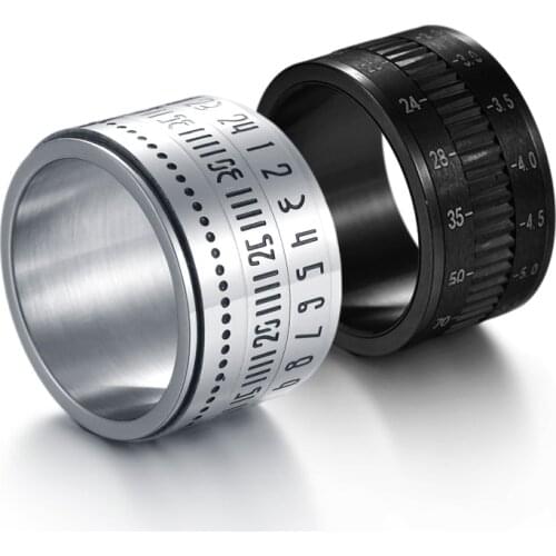 YWSHK Mens Gift Ring Multi Layer Spinner Rotating Arabic Calendar Time Titanium Steel Finger Rings Hobby & Collection Wholesale