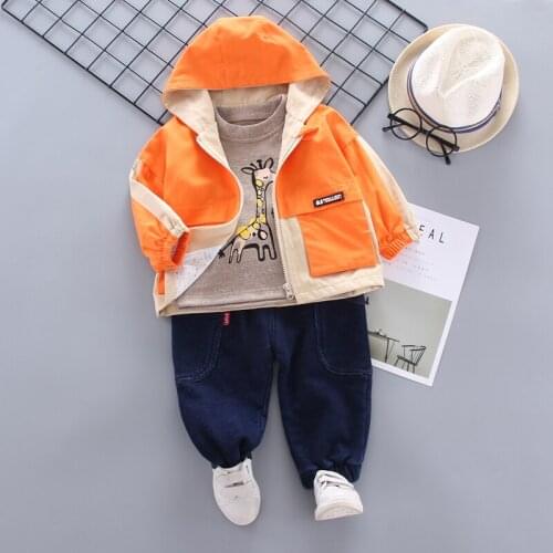 0-4 years 100% Cotton boy girl clothing set 2020 new spring active casual kid suit children baby clothing coat+T-shirt+pant 3pcs