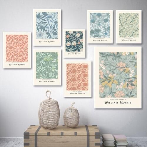 Colorful Flower Leaf William Morris Abstract Prints And Posters Wall Art Canvas Painting Wall Pictures For Living Room Decor