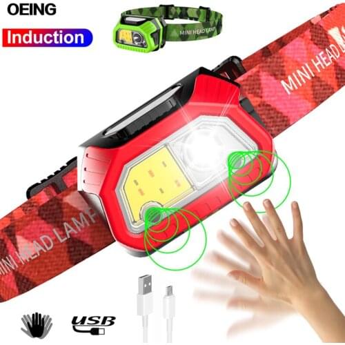 Mini Super Bright LED Headlight COB Sensor Headlamp USB Rechargeable Waterproof Camping Light Fishing Running Repair Torch