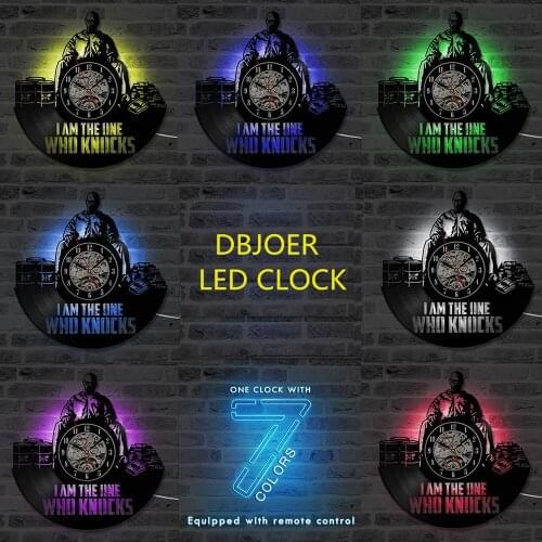 Breaking Bad Wall Art Vinyl Record Clock Home Decor Modern Design Handmade Retro Silent Wall LED Light Clock