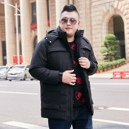Color: Black Dark Blue 2019 Winter New Mens Detachable Hooded Jacket Extra Large XL-10XL Mens Jacket Casual Warm Thick Jacket