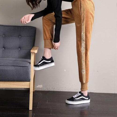 Autumn and Winter Womens New Corduroy Pants Plus Velvet Thick Loose Wild Trousers Korean Sports Casual Pants Trend