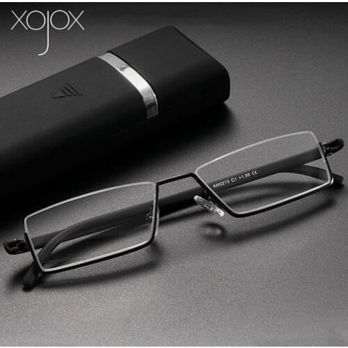 XojoX Reading Glasses Hanging Wire Half Frame Women Presbyopic Portable Transparent Men Hyperopia Eyewear Diopter +1.5 +2.5 +3.5
