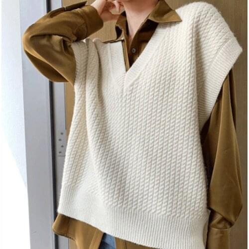 2021 autumn winter new sweater women outer wear vest knit sweater vest loose student wool V-neck women Casual