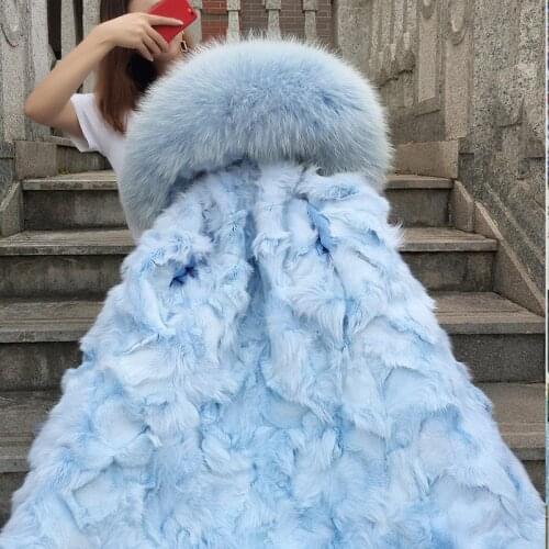 S-2XL Middle Long Womens Winter Solid Parkas 2018 Plus Size Real Raccoon Fur Parka Natural Fox Liner Winter Jacket Coat