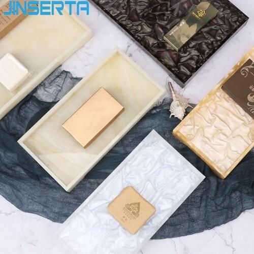 JINSERTA Marbled Resin Storage Tray Jewelry Display Plate Cosmetic Organizer Luxury Home Hotel Bathroom Serving Decor Tray