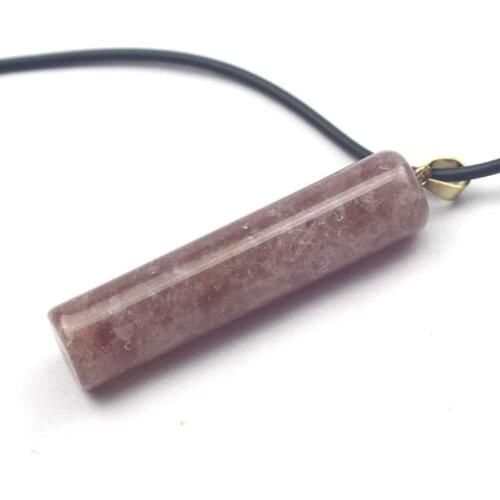 13x13x57mm column shape strawberry quartz stone pendant natural stone pendant DIY jewelry pendant for woman wholesale