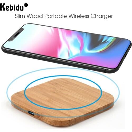 Kebidu Portable Qi Wireless Charger Slim Wood Pad For Apple iPhone 7 8 Plus 5W Smart Phone Wireless Charging Pad For Samsung