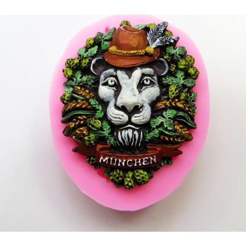 PRZY Silicone Mold Munich Lion Head Classic Handmade Molds for Home Decoraction Aroma Stone Molds Silica Gel with Leaf Pendant