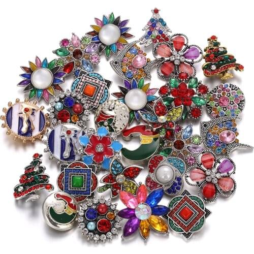 10pcs/lot Snap Button Jewelry 18mm Snap Buttons Colorful Crystal Rhinestone Snaps for Snap Jewelry Bracelet Bangle Necklace