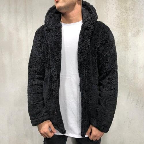Fluffy Fleece Hoodies Furry Jacket Mens Faux Fur Jacket Sweater Fashion Casual Zipper Thick Fur Fleece Hooded Jacke Fleece Tops