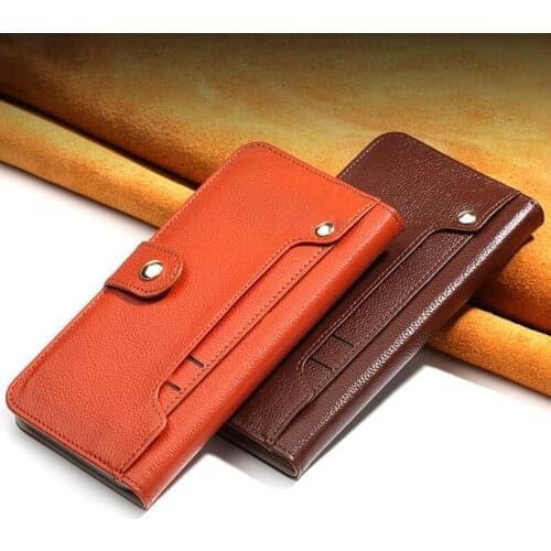 Luxury Genuine Leather Case For iPhone 8 X Litchi Texture Purse Card Slots Phone Button Cover For iPhone 6 6S 7 Plus Wallet