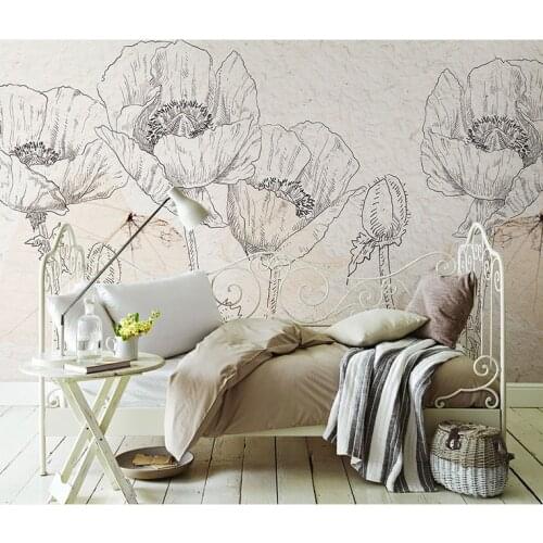 Hand-painted 3d Wall Murals Wallpaper Flower Background Photo Wall Mural Wall paper Removable