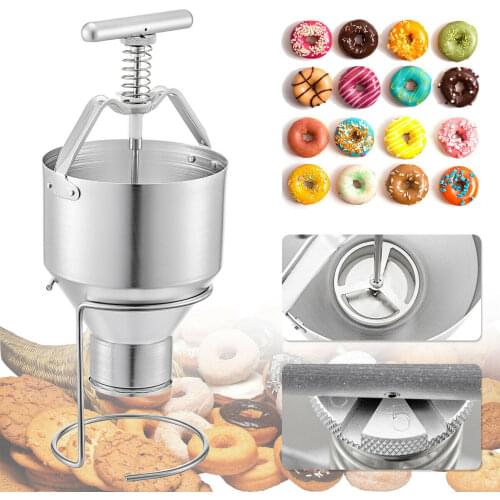 Manual Donut Depositor Dropper Plunger Dough Batter Dispenser Hopper Maker Home