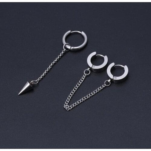 Y1UE KPOP Korean Idols Male Long Tassel Punk Earring Hip Hop Stainless Steel Jewelry