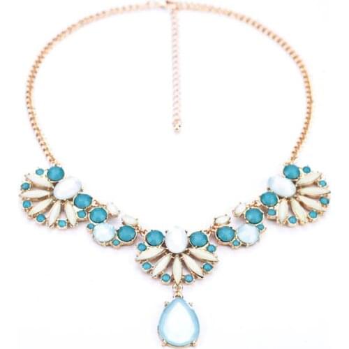Light Blue Floral Waterdrop Necklace Online Shopping India Women Collier Fashion Necklace Wholesale