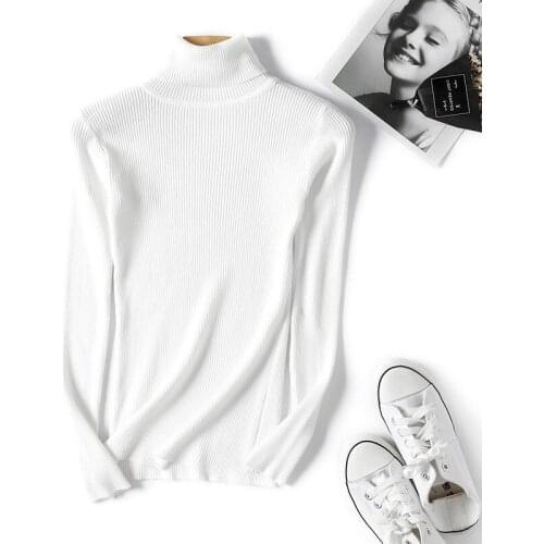 Turtleneck Warm Women Sweater Autumn Winter Knitted Femme Pull High Elasticity Soft Female Pullovers Sweater