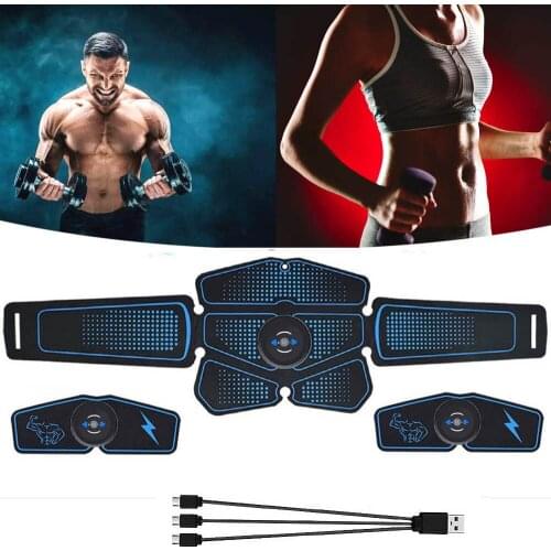 Abdominal Muscle Trainer EMS Fitness Equipment Training Gear Muscle Exerciser Stimulator Belt Belly Arm Massage Gym USB Charged
