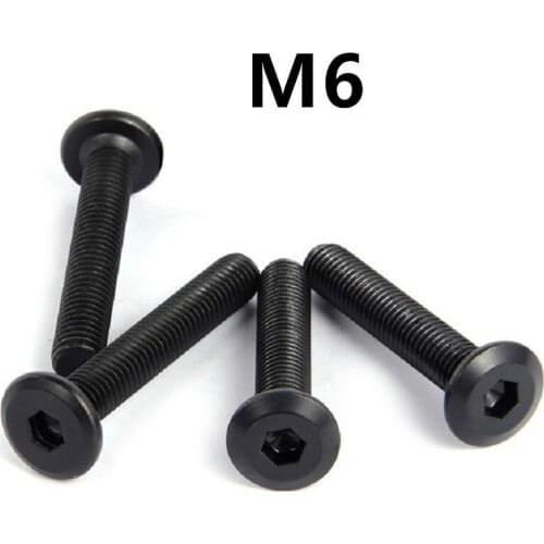 100PCS M6x6/8/10/12/15/20/25/30/35/40mm Black 304stainless steel Hypotenuse Flat Head Hex Drive Screw Down Side Furniture Screws