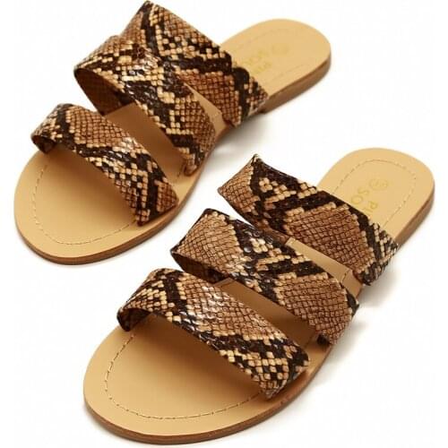 2020 Women Fashion Wild Beach Shoes Snake Totem Three-Layer Non-Slip Outdoor Slippers Sandals Flat Bottom Ladies Slippers
