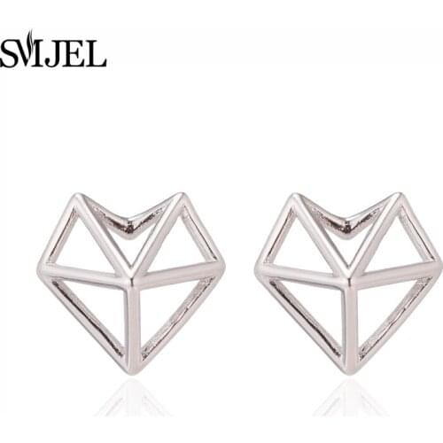 SMJEL New Geometric Fox Animal Earrings for Women Cute Sliver Fox Ear Earrings Children Kids Jewelry Gifts