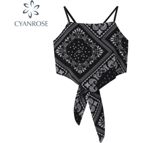 2021 New Summer Fashion Sexy Wrapped Chest Printed Inverted Triangle Sleeveless Top Streetwear Bohemian Slim Women Strap Vests