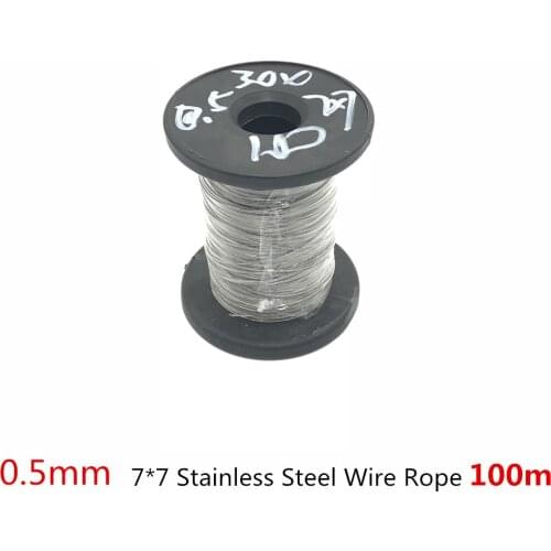 100m/lot 0.5mm High Stainless Steel Wire Rope Tensile Diameter 7X7 Structure Cable Gray Fishing Rope