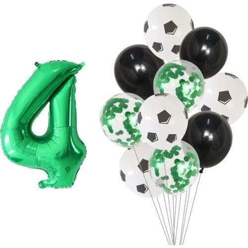 11pcs Football Soccer Theme Party Latex Helium Air Balloon 30'' Number Foil Globos Boys Birthday Games Toys Event Party Supplies