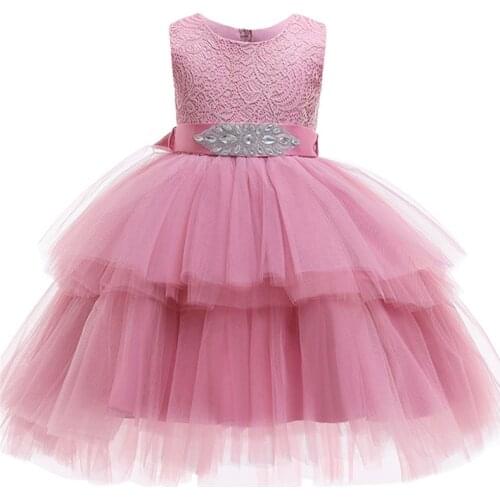 2021 Summer Sequin Cake dress Princess Girls Wedding Party Dress For Wedding Flower Girl Dress Children Clothes Ceremonies Dress