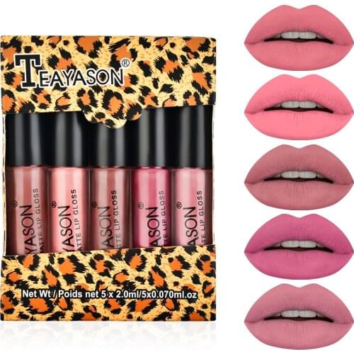 5pcs/set velvet matte lipstick kit long lasting Moisturizer waterproof lip gloss red non-stick non-fading lipstick lip makeup