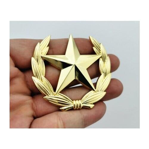60mm 3D Gold Metal Pentagram Star CPC Auto Trunk Window Emblem Badge Sticker Decal Car Accessories