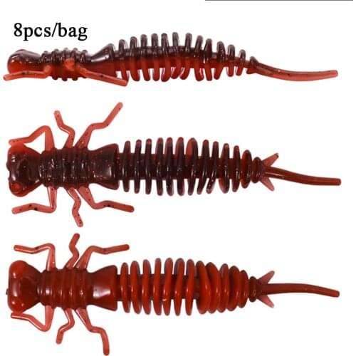 8 PCS Larva Soft Lures 55mm 75mm 100mm Artificial Lures Fishing Worm Silicone Bass Pike Minnow Swim Jigging Baits Fishing Gear