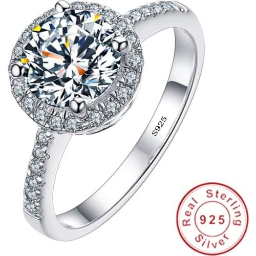 90% OFF Solitaire 7mm Lab Diamond Ring 100% Real 925 sterling silver Engagement Wedding band Rings for Women men Party Jewelry