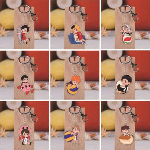 Anime Haikyuu!! Figures Acrylic Pendant Keychain Volleyball Boy Cosplay Key Chain Ring Hinata Kageyama Tobio Keyring