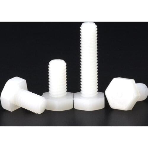 50pcs/lot White Plastic External Hex Screw M3 M4 Nylon Hex Bolt Hex Head Screw Insulation Bolt