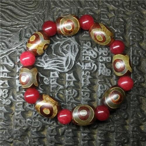 Three Eye Dzi Beads Bracelet 8pcs Dzi Beads Great Quality Dzi Bracelet For Man and Women Tibet Style Free shipping
