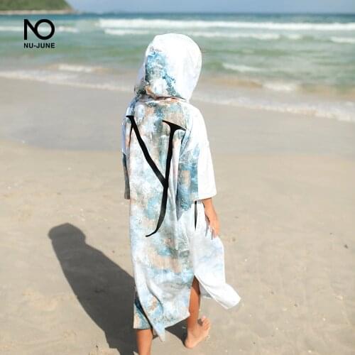 Nu-June Microfiber Quick Dry Wetsuit Changing Robe Poncho towel With Hood for Swim Beach towel Lightweight Beach Surf Poncho