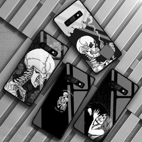 Skeleton Tempered Glass Phone Case For Samsung Galaxy S8 S9 S10 S20 PLUS J8 J6 J4 2018 NOTE 8 9 10 Cover Shell